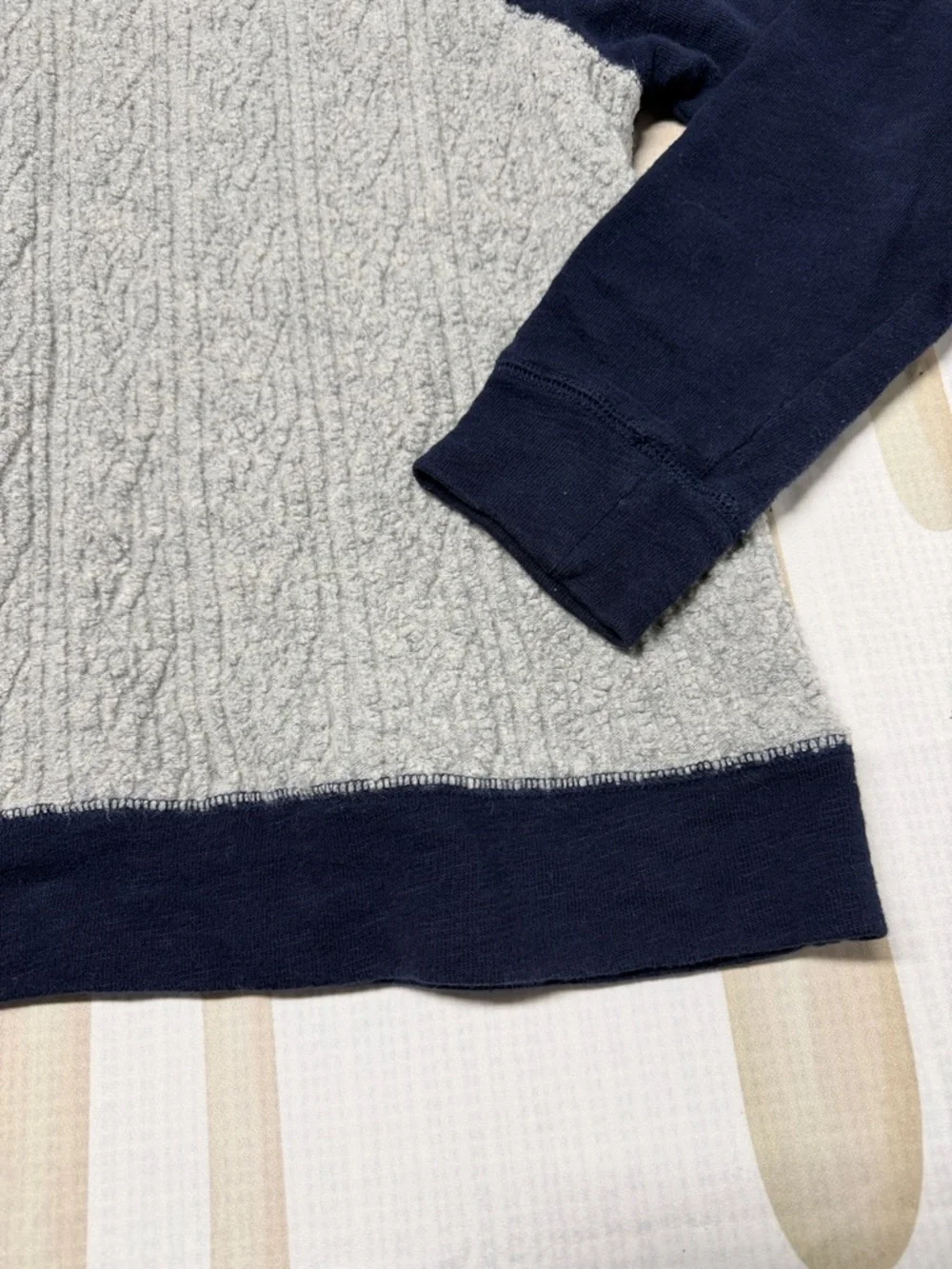 J. Crew Navy and Light Gray Raglan Crewneck Sweater